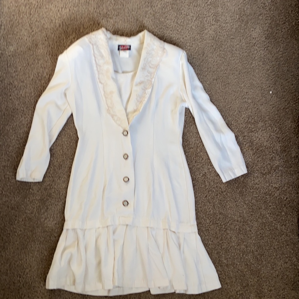 Vintage Hearts Brand White 80s Dress